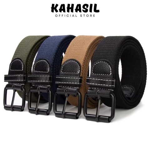 KAHASIL - Ikat Pinggang Sabuk Gesper Pria Wanita Nylon Kanvas Kepala Besi Panjang 115cm KMJ244